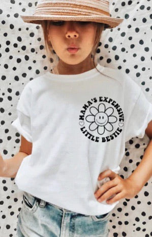 Mama's Expensive Little Bestie- White (with pocket design) Sweatshirts also available