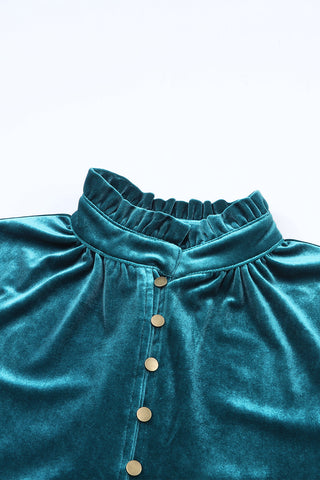 Velvet Collared Button Top