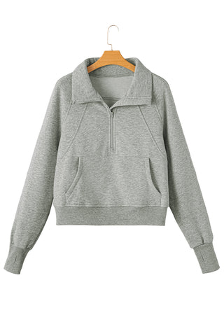 Half Zip Thumbhole Sleeve Sweatshirt