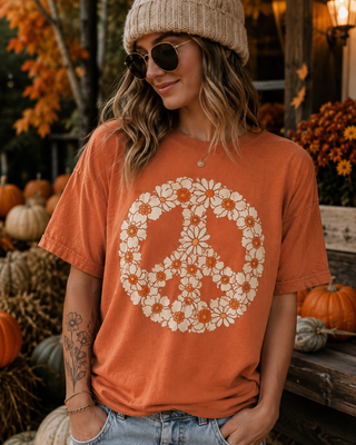 Fall Peace Sign- Fall Graphic T-Shirt