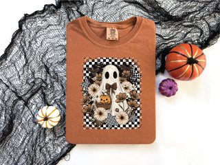 Checkered Ghost- Fall Graphic T-Shirt