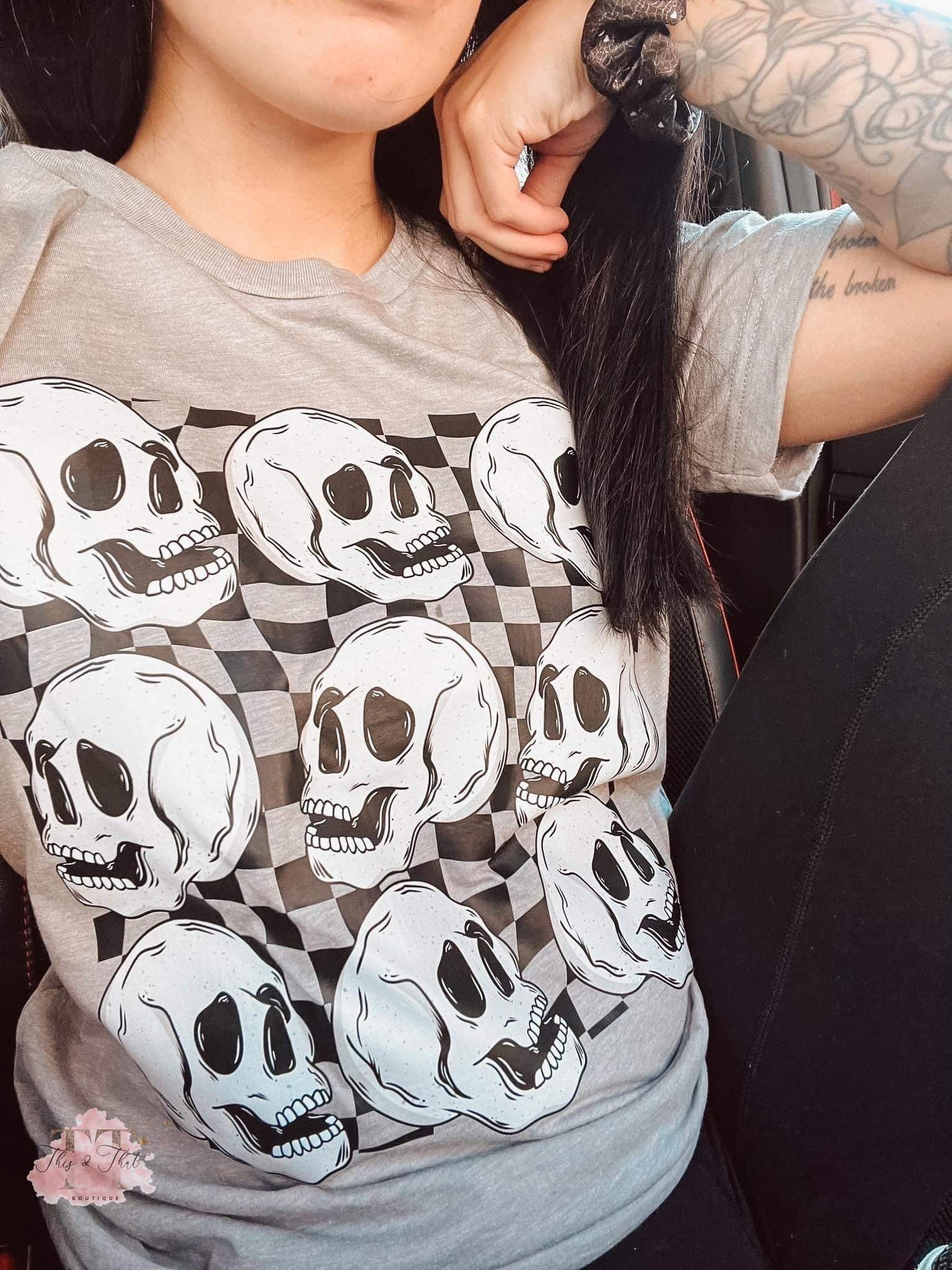 Skulls on Athletic Grey