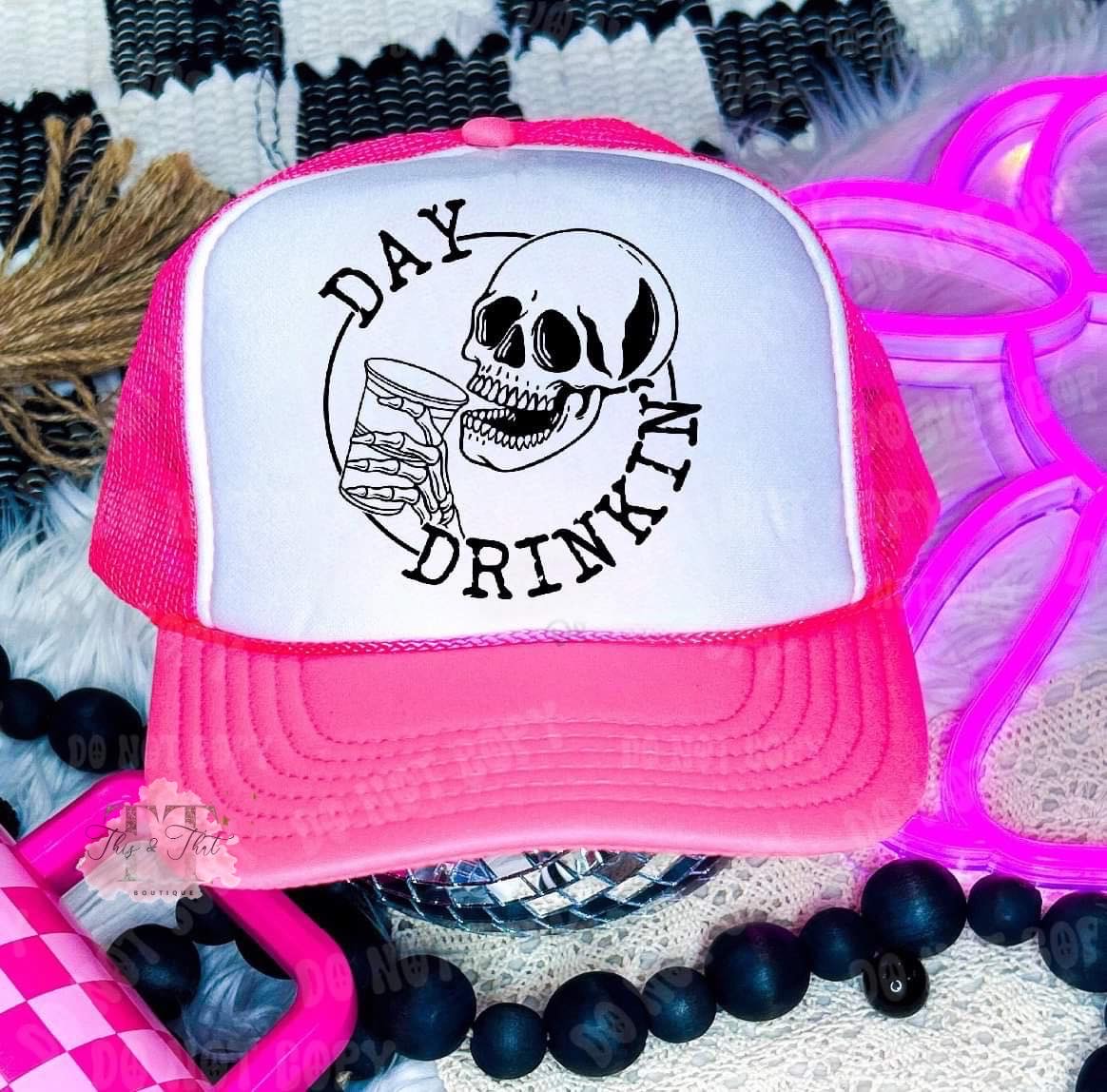 Day Drinkin DTF Printed Trucker Hat