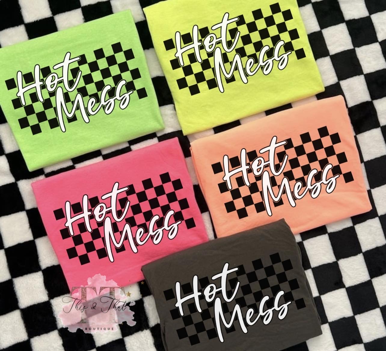 Hot Mess Checkered on Neon Colors