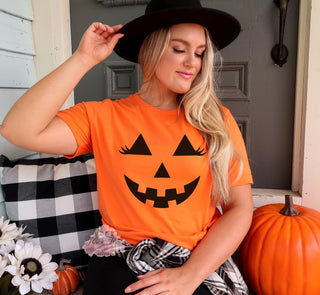 Jack-o'-lantern on Bella Orange Tee