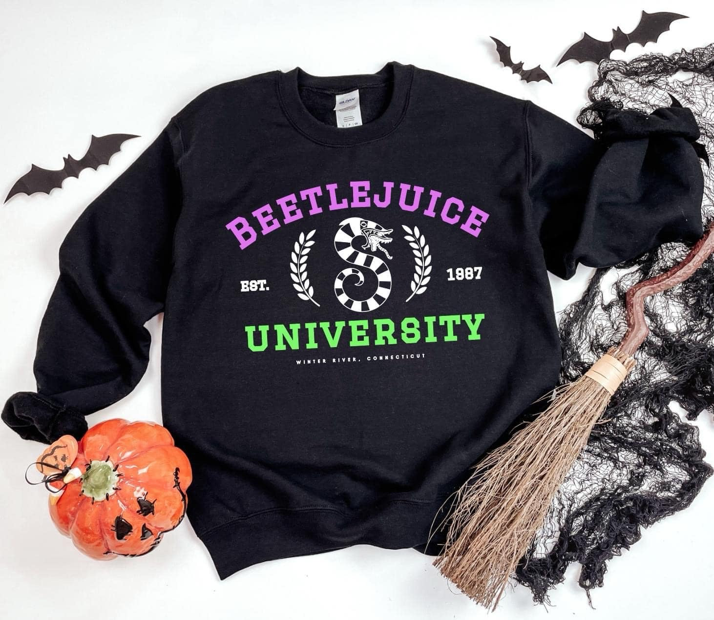 Beetlejuice University on Black Sweatshirt