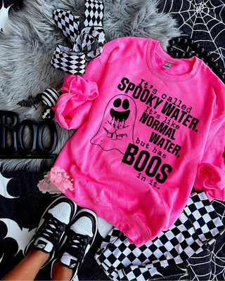 Spooky Water on Gildan Safety Pink Sweatshirt