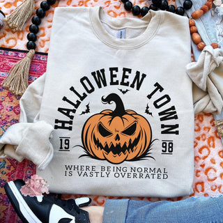 Halloween Town on Gildan Sand Sweatshirt