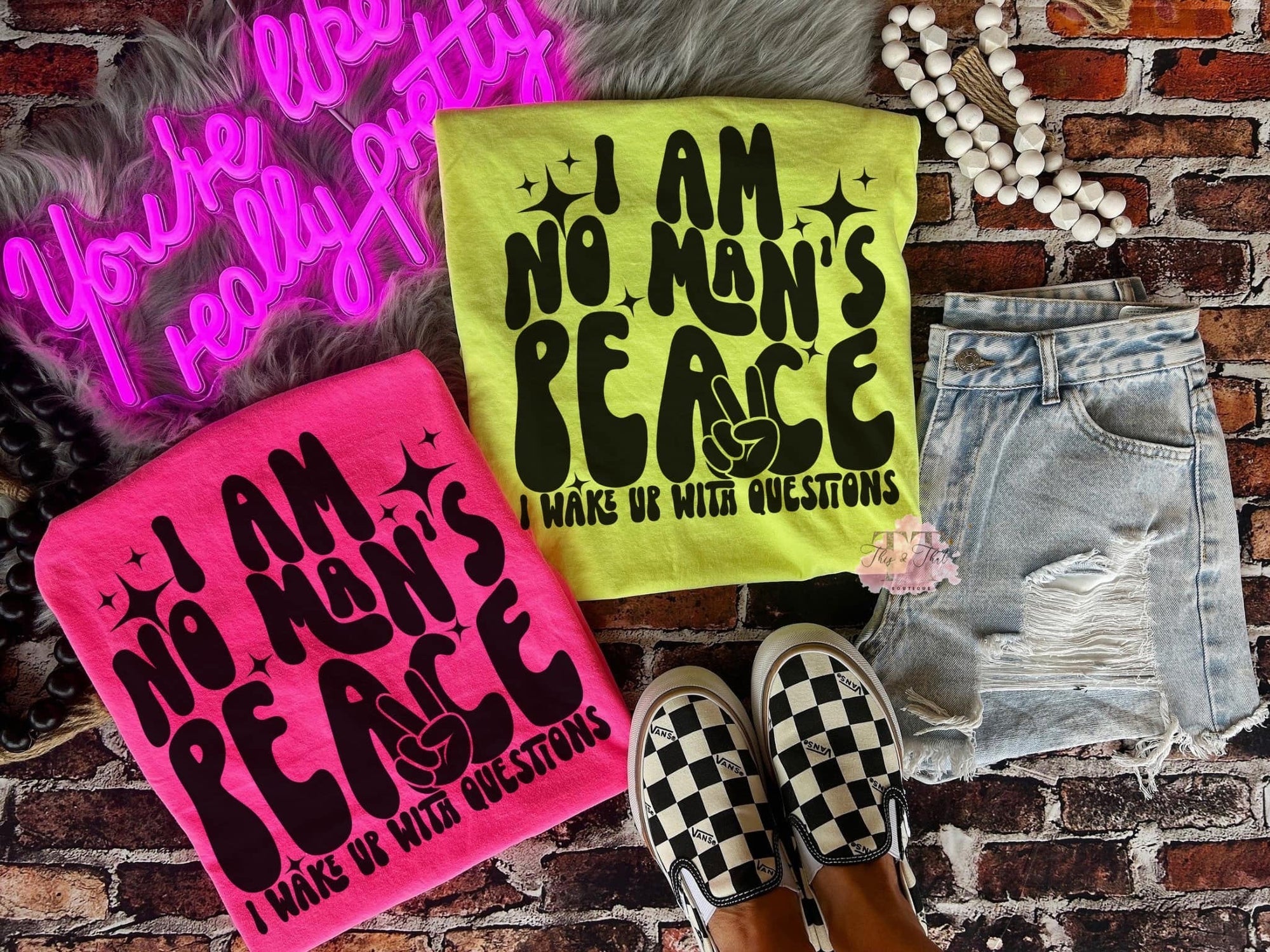 I am no mans Peace - never his peace - still petty in your big age neon front tee designs