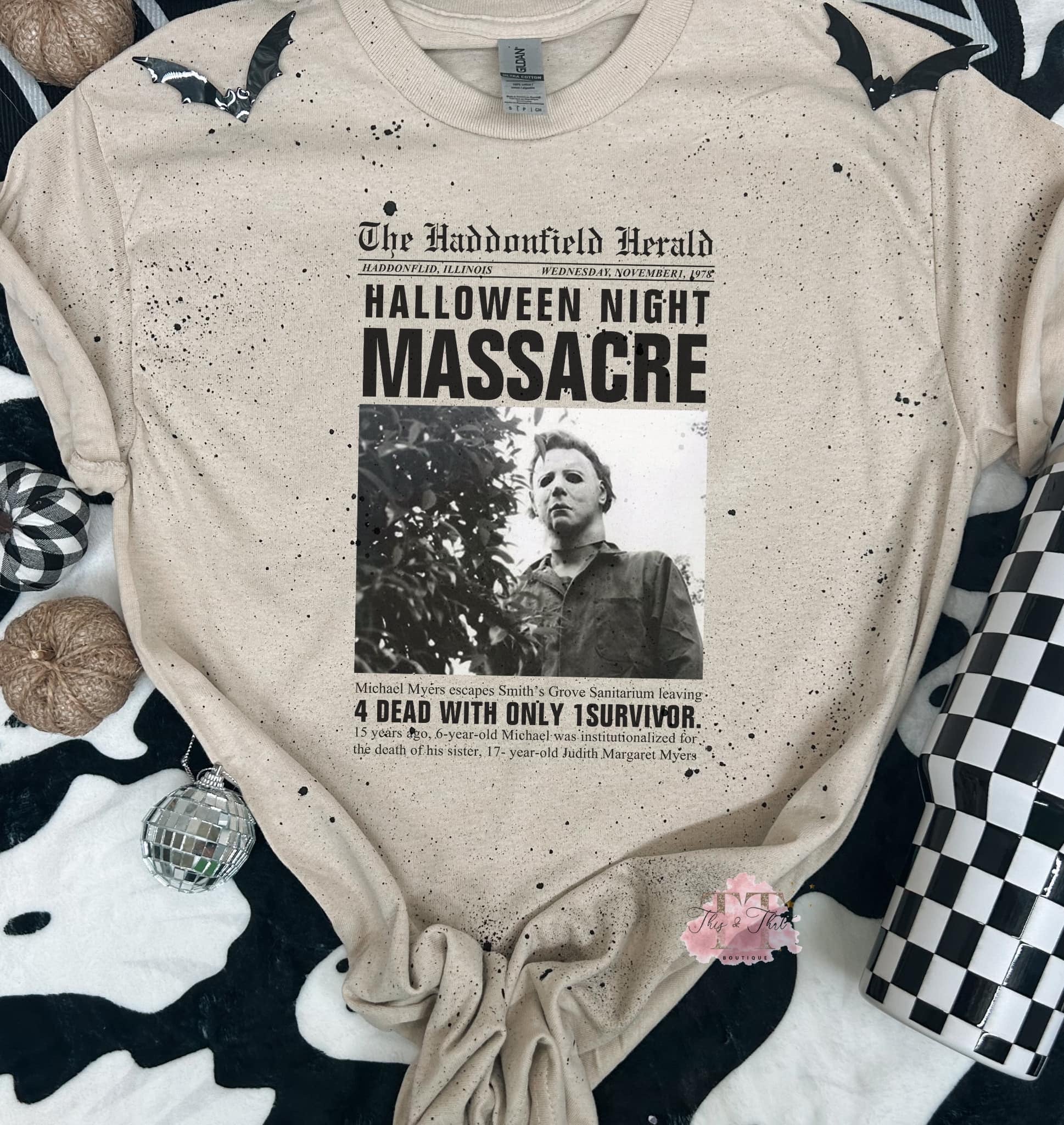 Halloween massacre tee tan