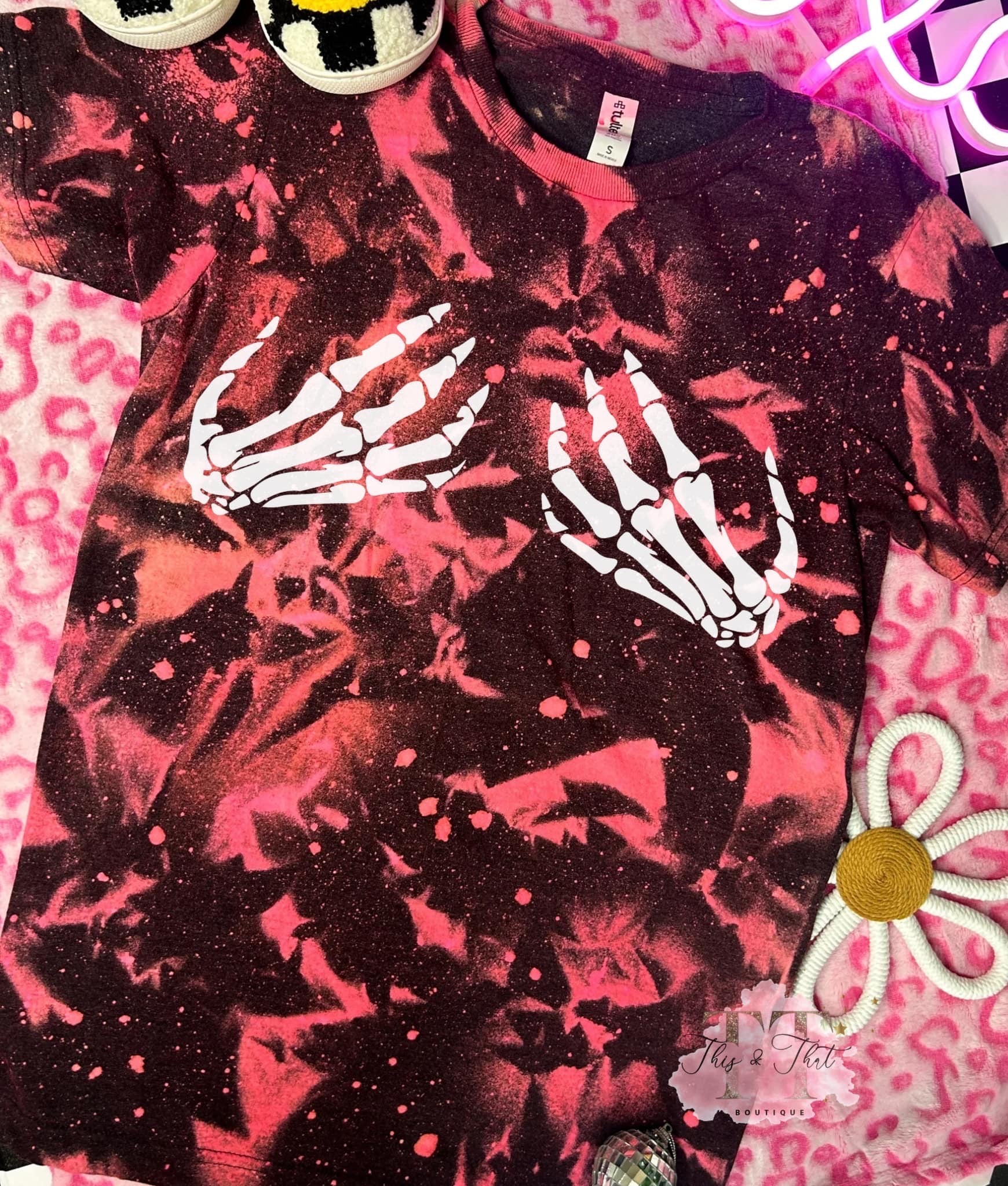 Skelly Boobs Pink Tie-Dye Tee