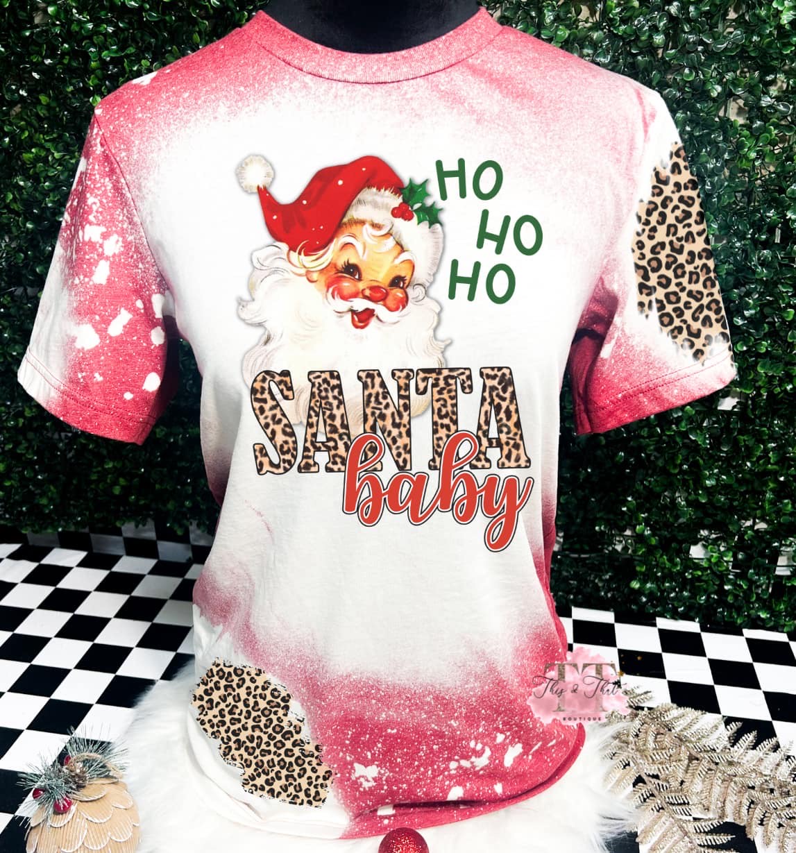 Cheetah Santa Baby Bleached Tee