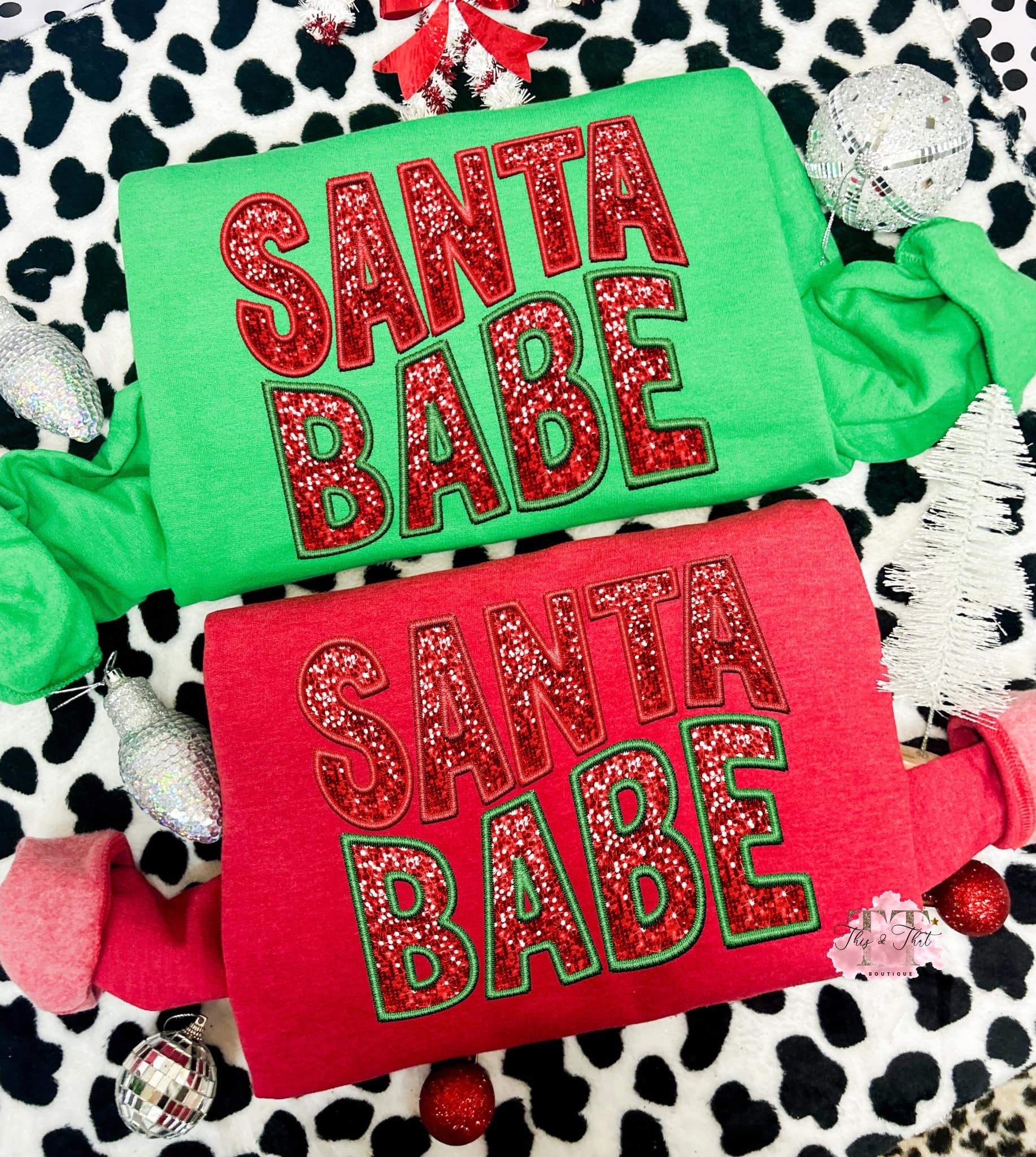 Santa Babe Faux Sequin Design (Not actual sequins or patches)