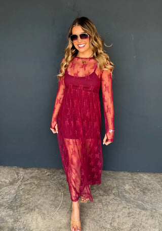 Wine Lace Dress