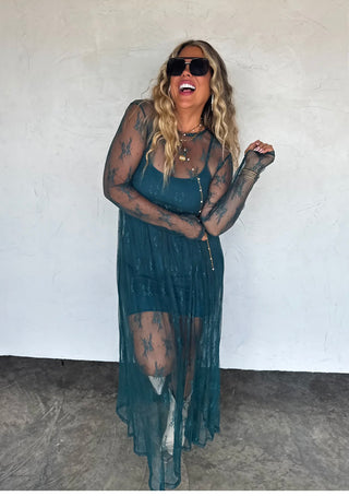 Teal Lace Dress