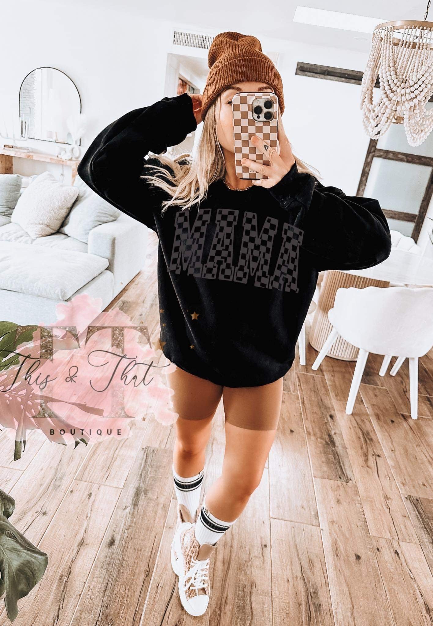 Mama Checkered Sweatshirt