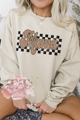 Checkered Mama on Sand Sweatshirt