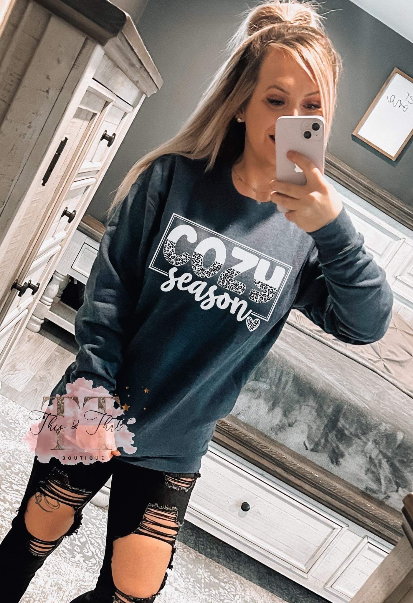 Cozy Season on Charcoal Sweatshirt