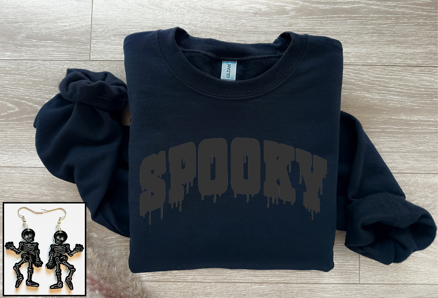 Spooky on a Black Gildan Sweatshirt