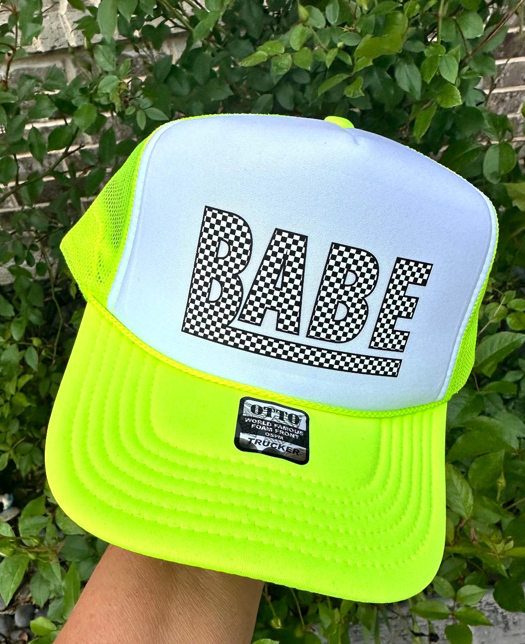 Checkered Babe DTF Printed Trucker Hat