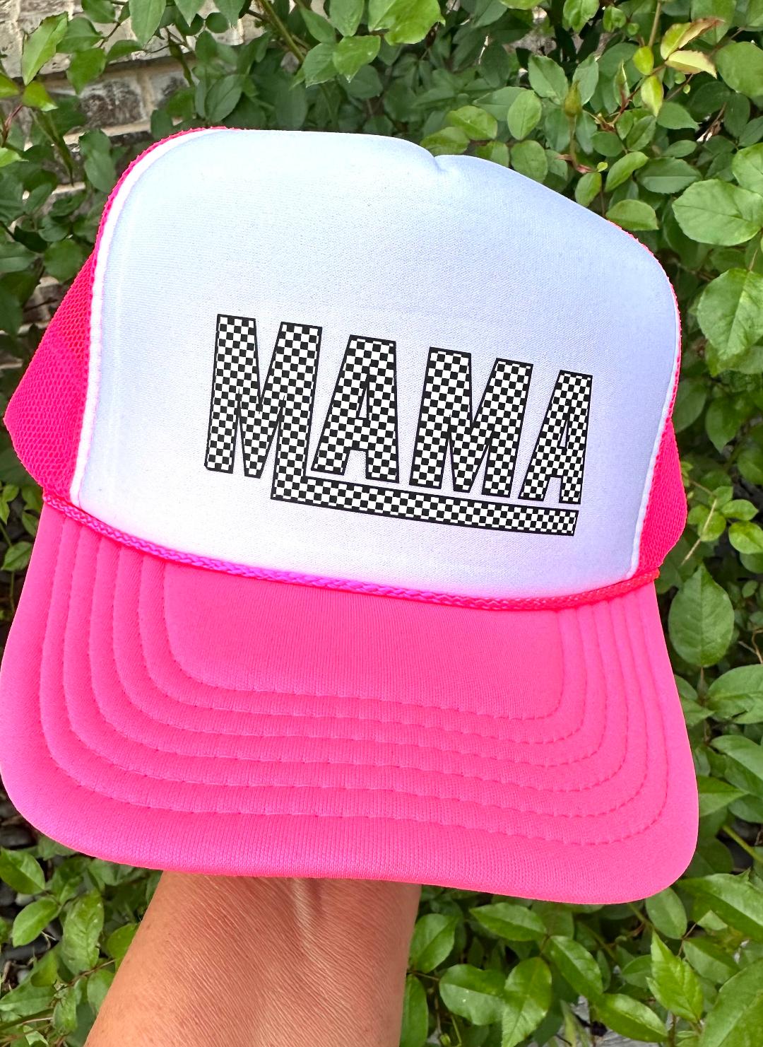 Checkered Mama DTF Printed Trucker Hat