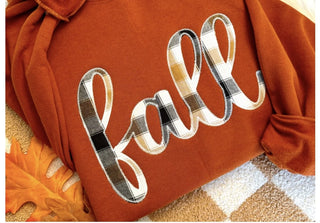 Fall cursive embroidered crewneck