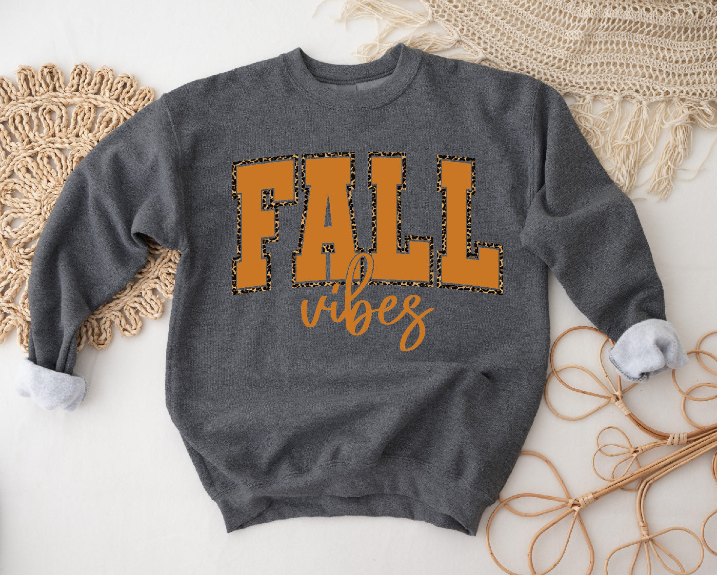 Fall Vibes on a Charcoal Sweatshirt