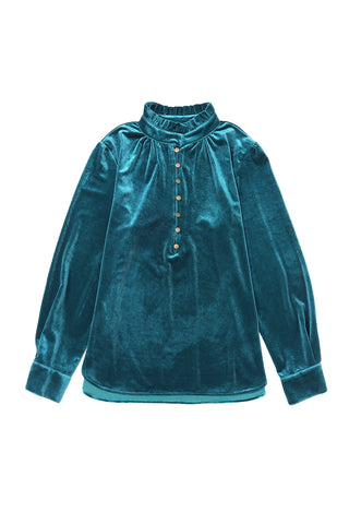 Velvet Collared Button Top