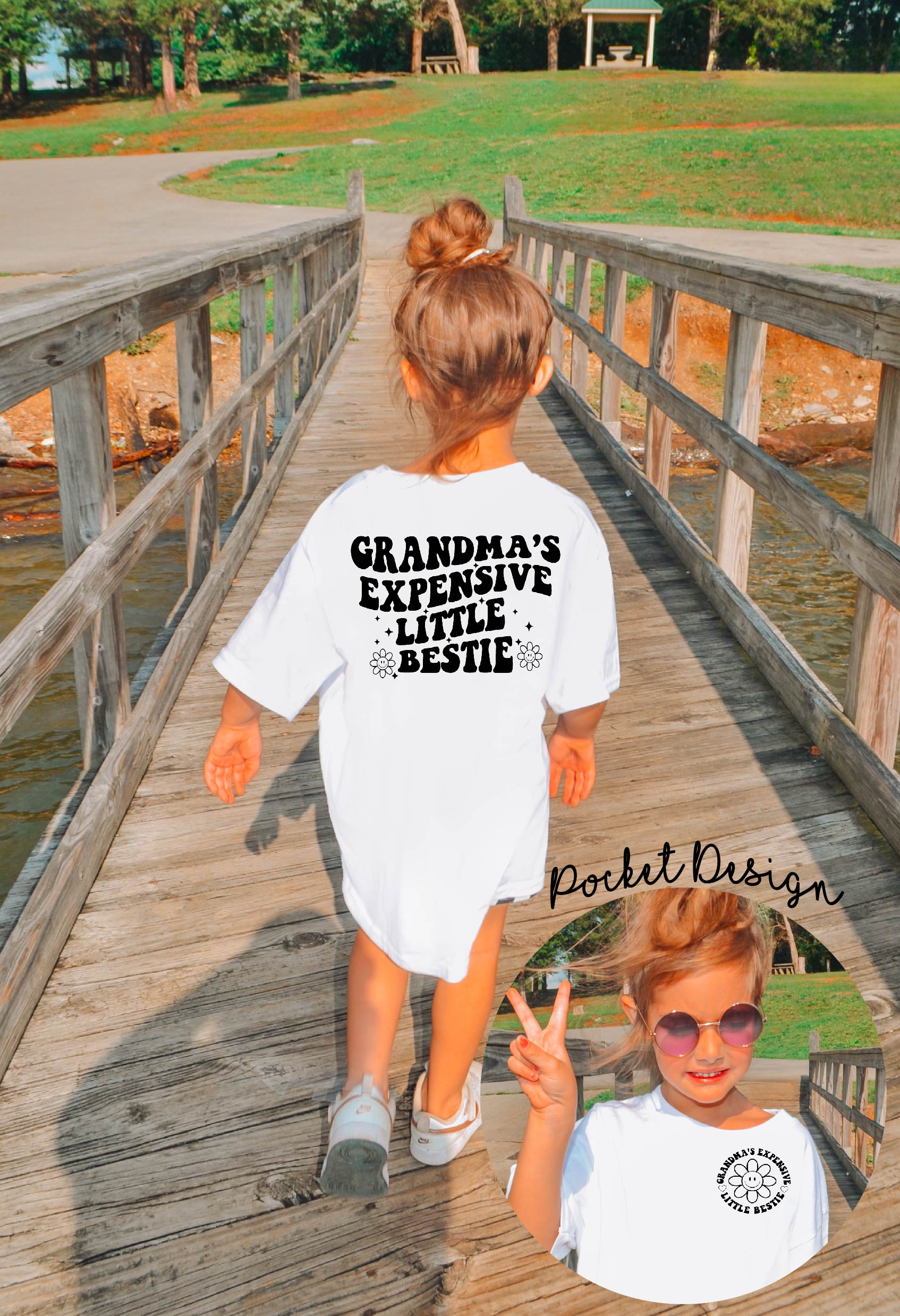 Grandma's Expensive Little Bestie/White (with pocket design) Sweatshirts also available