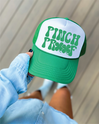 Pinch Proof DTF Printed Green & White Trucker Hat