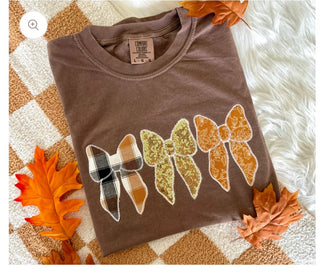 Fall Plaid bows T-shirt