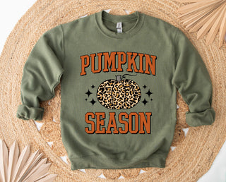 Pumpkin Season on a Military Green Sweatshirt