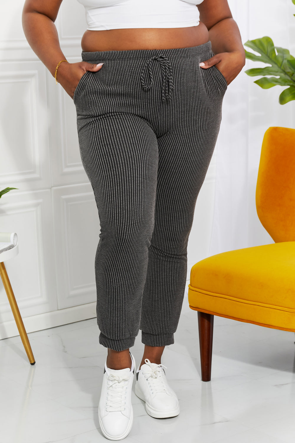 Blumin Apparel Full Size Easy Living Ribbed Joggers - This & That Boutique