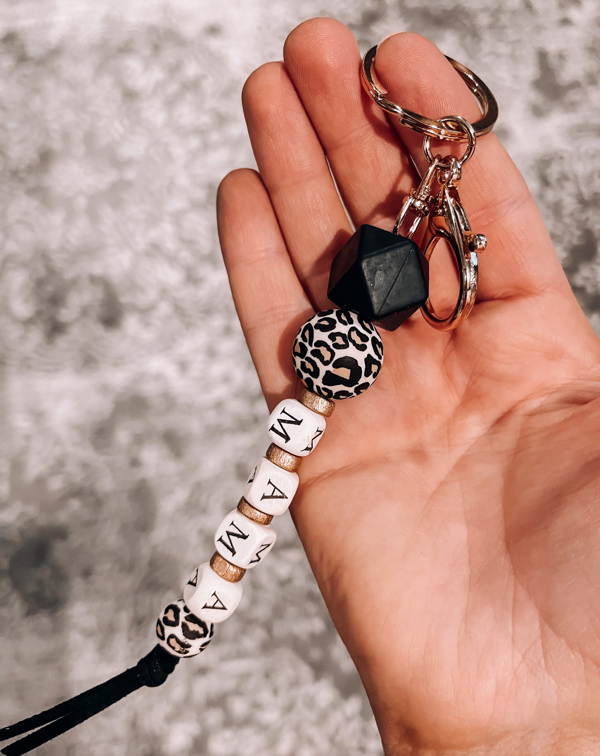 Black Leopard Mama Keychain
