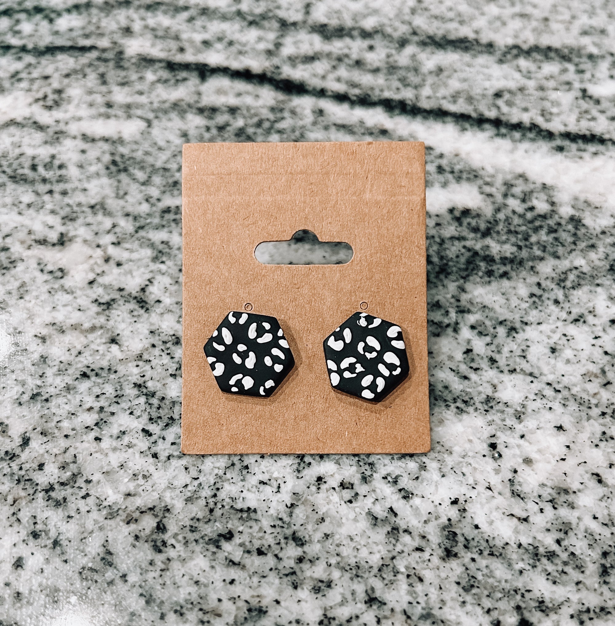Black Leopard Print Clay Earrings